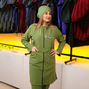 مانتو شلوار جلو زیپ دار سبز پسته ای