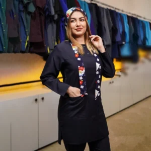 تونیک شلوار مدل سیزگی سرمه ای