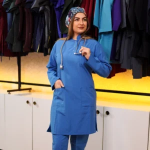 تونیک شلوار مدل سیزگی رنگ آبی نیلی