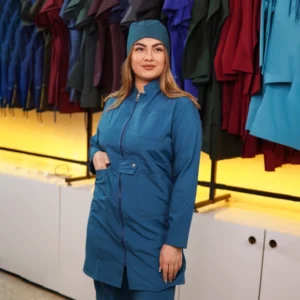 مانتو شلوار جلو زیپ دار سبز کله غازی