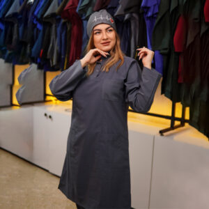 تونیک شلوار مدل سیزگی رنگ طوسی تیره