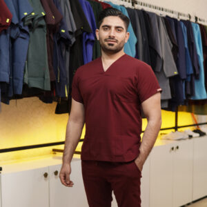 اسکراب شلوار یوفلکس رنگ زرشکی روشن