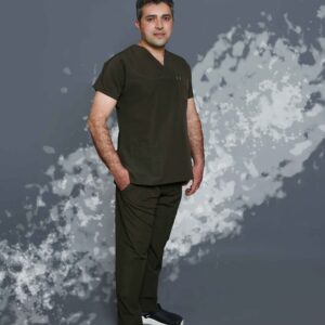 اسکراب شلوار کتان لاکرا زیتونی